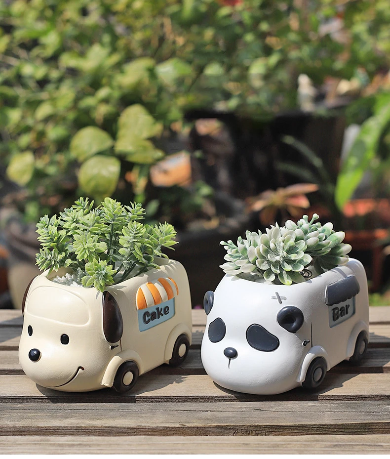 Description Picture 3 of itemFood Truck Series - Resin Planter for Succulents Cactus Air Plants, Cute Animal Flower Pots Figurines for Home Table Decor Gift