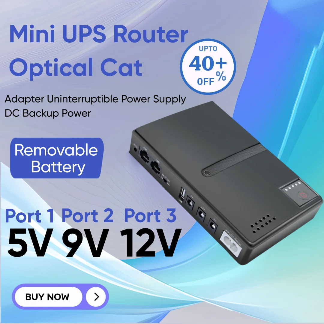 Mini Ups Battery Backup Portable 5V 9V 12V Dual Output Ports Backup Power Supply Adapter for Office Router Camera Phone EU Plug