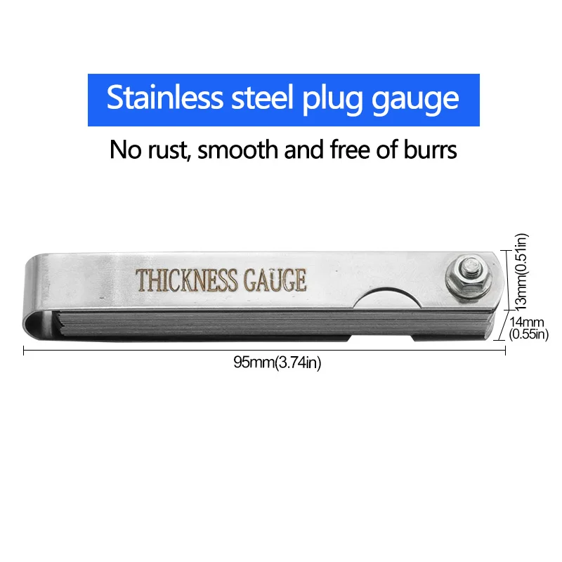 32 IN 1 Blade Feeler Gauge Metric and Imperial Gap Measuring Tool Stainless Steel