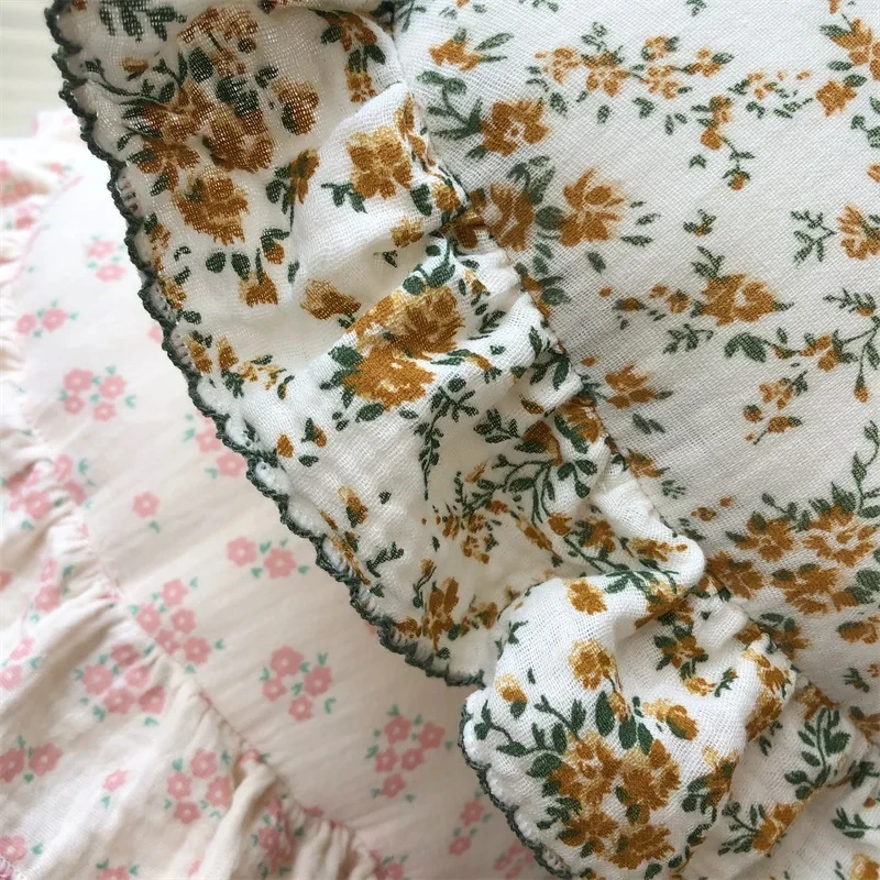 INS Round Ruffle Edge Floral Throw Pillow Stuffed Cushion Girl Heart Sweet Princess Cotton Home Bed Sofa Decor Cushion Headrest 5