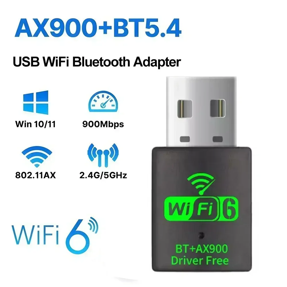 900Mbps USB WiFi 6 Bluetooth 5.4 Adapter Dual Band 2.4G 5G Wireless External Receiver WiFi Dongle for Laptop Desktop Win 7/10/11