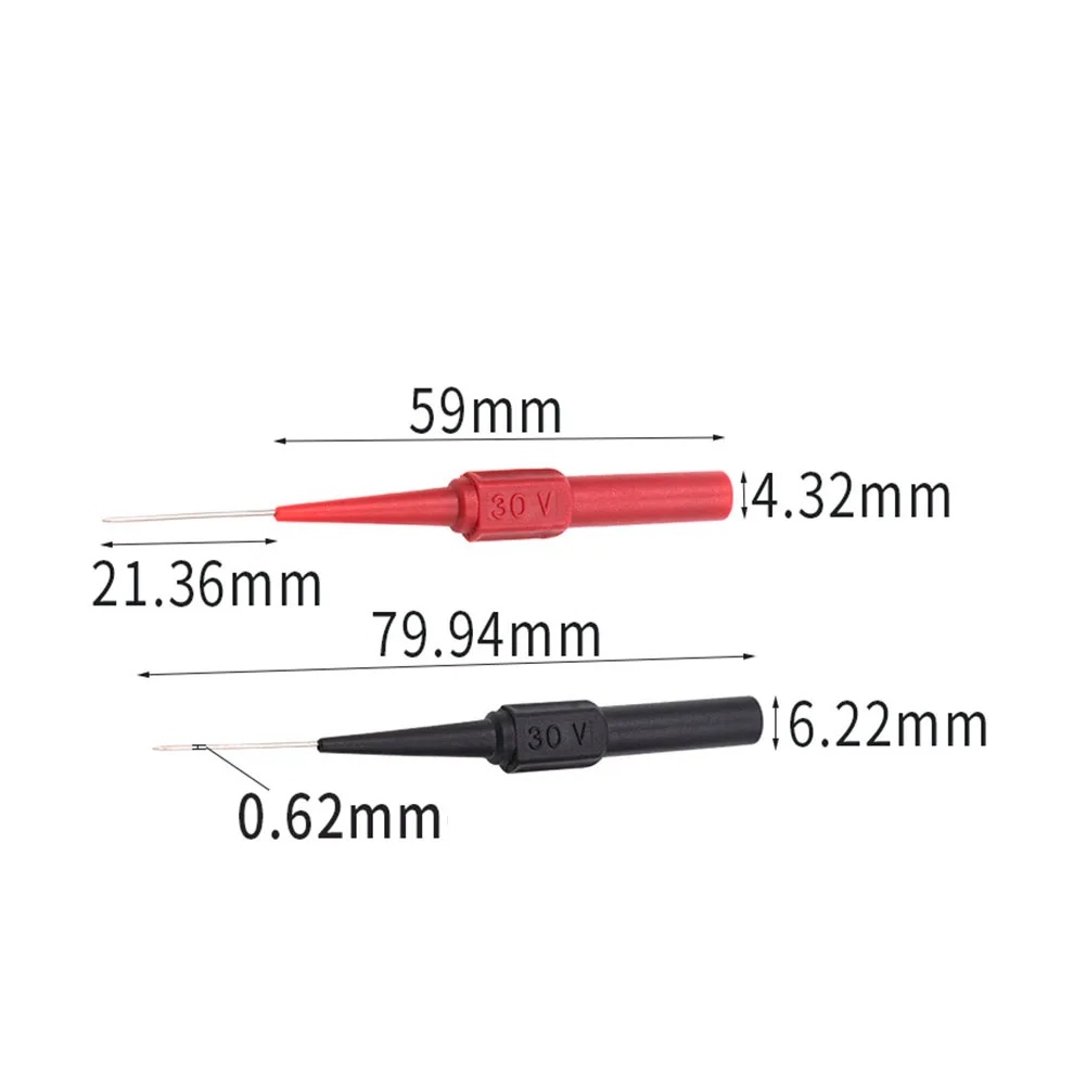 2Pcs Insulation Piercing Needles Non-Destructive Multimeter Test Probes Red/Black Nylon Needles for Banana Plug