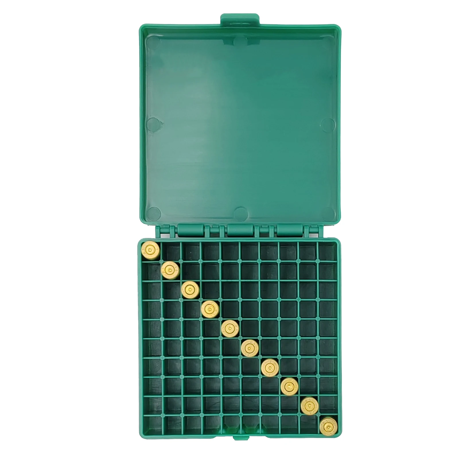 100 Rounds Tactical Ammo Storage Box for 9mm Rifle Pistol Ammunition Bullets Case Holder Flip-Top Hinge-Top Design