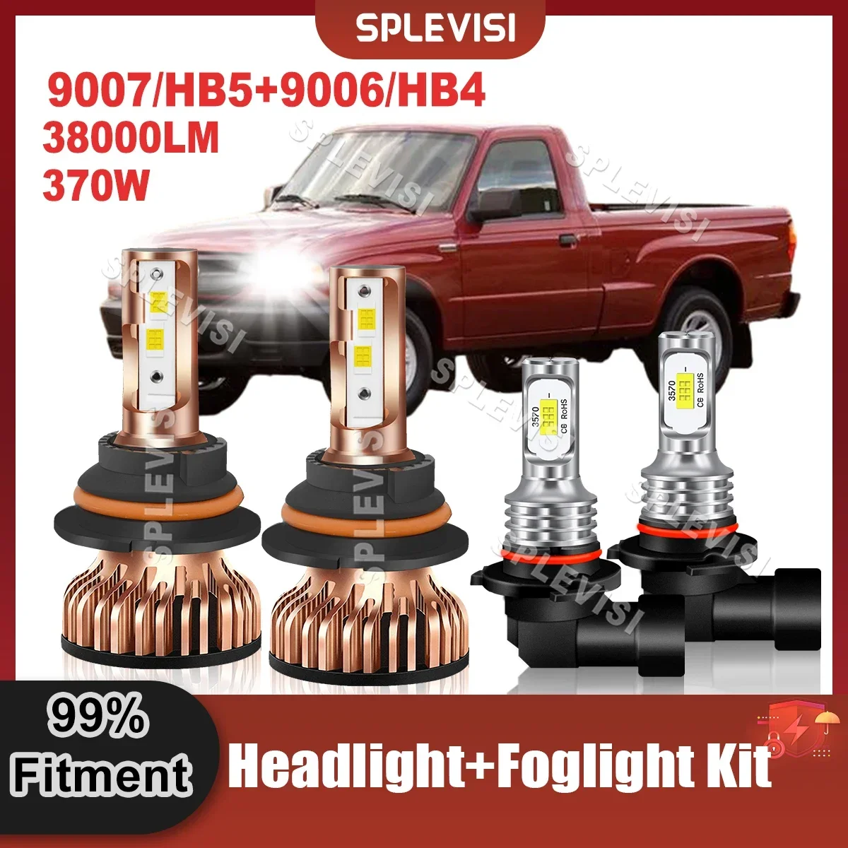 

SPLEVISI 9007/HB5 + 9006/HB4 светодиодный фары дальнего и ближнего света, противотуманные фары для Mazda B2300 2001 2002 2003 2004 2005 2006 2007 2008 2009