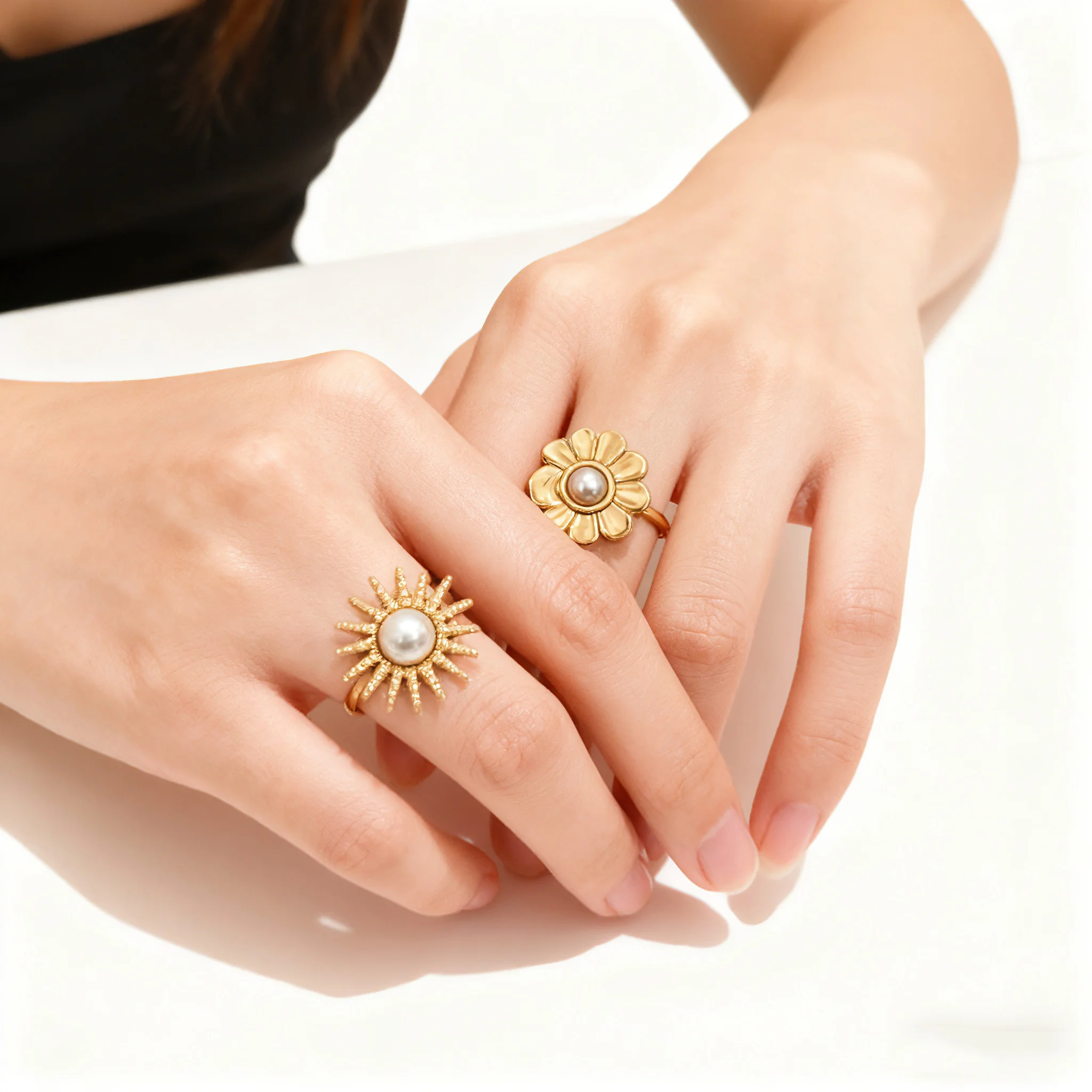 10 Teile/los Mode Edelstahl Große Blume Bunte Öl Dropping Technik Frauen Offene Ringe Täglichen Party Schmuck Geschenke – Detail 1