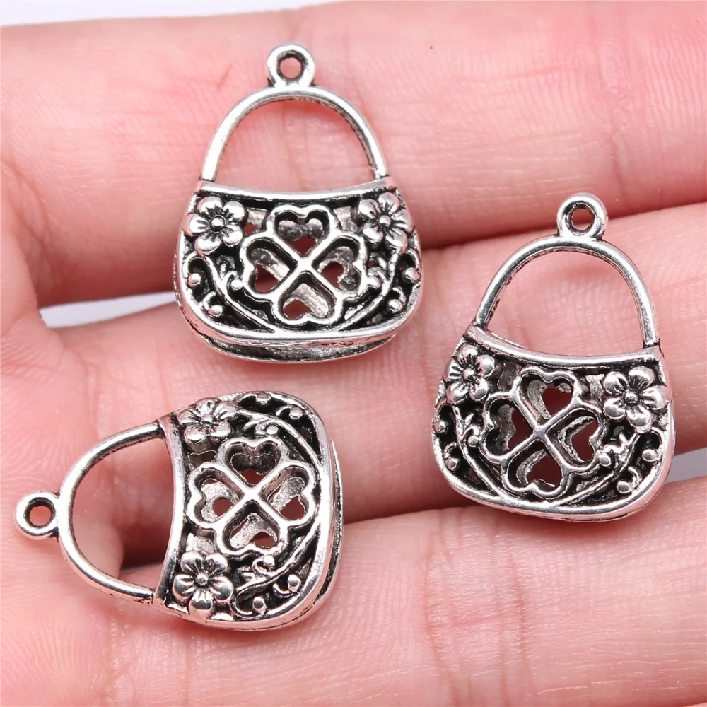 20pcs 아연 합금 금속 행운의 여성 핸드백 매력 Diy 팔찌 만들기 키 체인 만들기