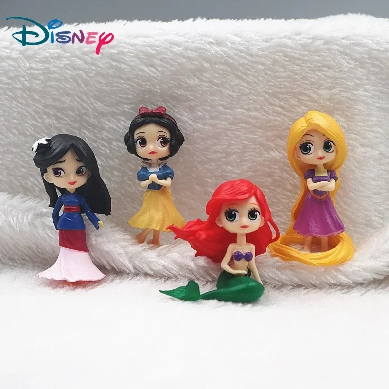 4 Pz/Set Anime Disney Movie Biancaneve Rapunzel Princess Model Dolls Toy Pvc Capelli Lunghi Ragazza Bambola Action Figure Decorazione Regalo