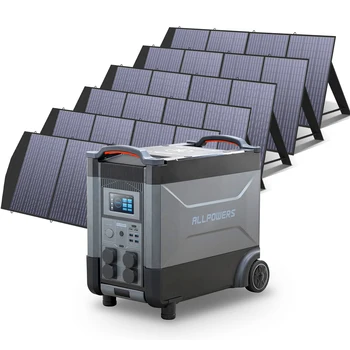 ALLPOWERS 발전소 태양광 발전기, 110V, 230V, 태양광 패널 SP033, 3600Wh, 4000W 확장형 배터리, 2000W 태양광 입력