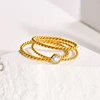 New Stainless Steel Twist Stacker Ring for Women High Quality Cubic Zirconia Stone Finger Ring Bijoux Femme Jewelry Girls Gift 1