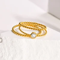 New Stainless Steel Twist Stacker Ring for Women High Quality Cubic Zirconia Stone Finger Ring Bijoux Femme Jewelry Girls Gift 1