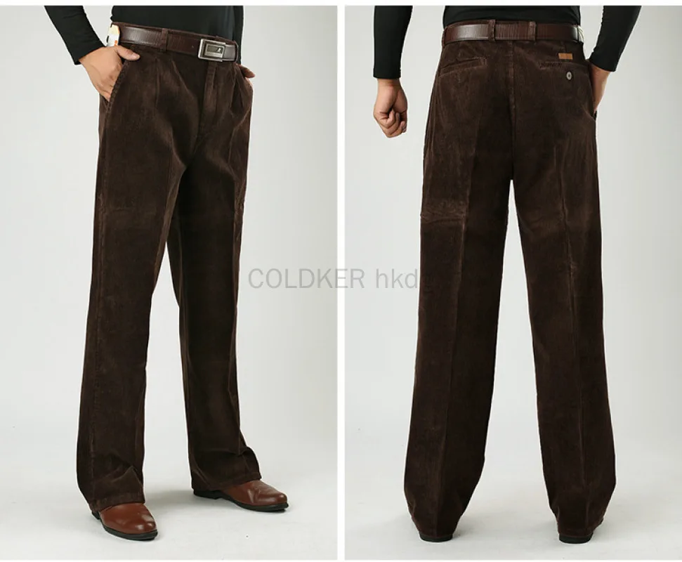 Big Size casual pants corduroy pants for Men Straight Thick Warm Autumn Winter Work Trousers Men High Waist Casual Pants