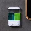 New Bathroom Non-punching Manual Press Soap Dispenser Wall Hanging Traceless Paste Disinfectant Bottle Transparent Divided 3