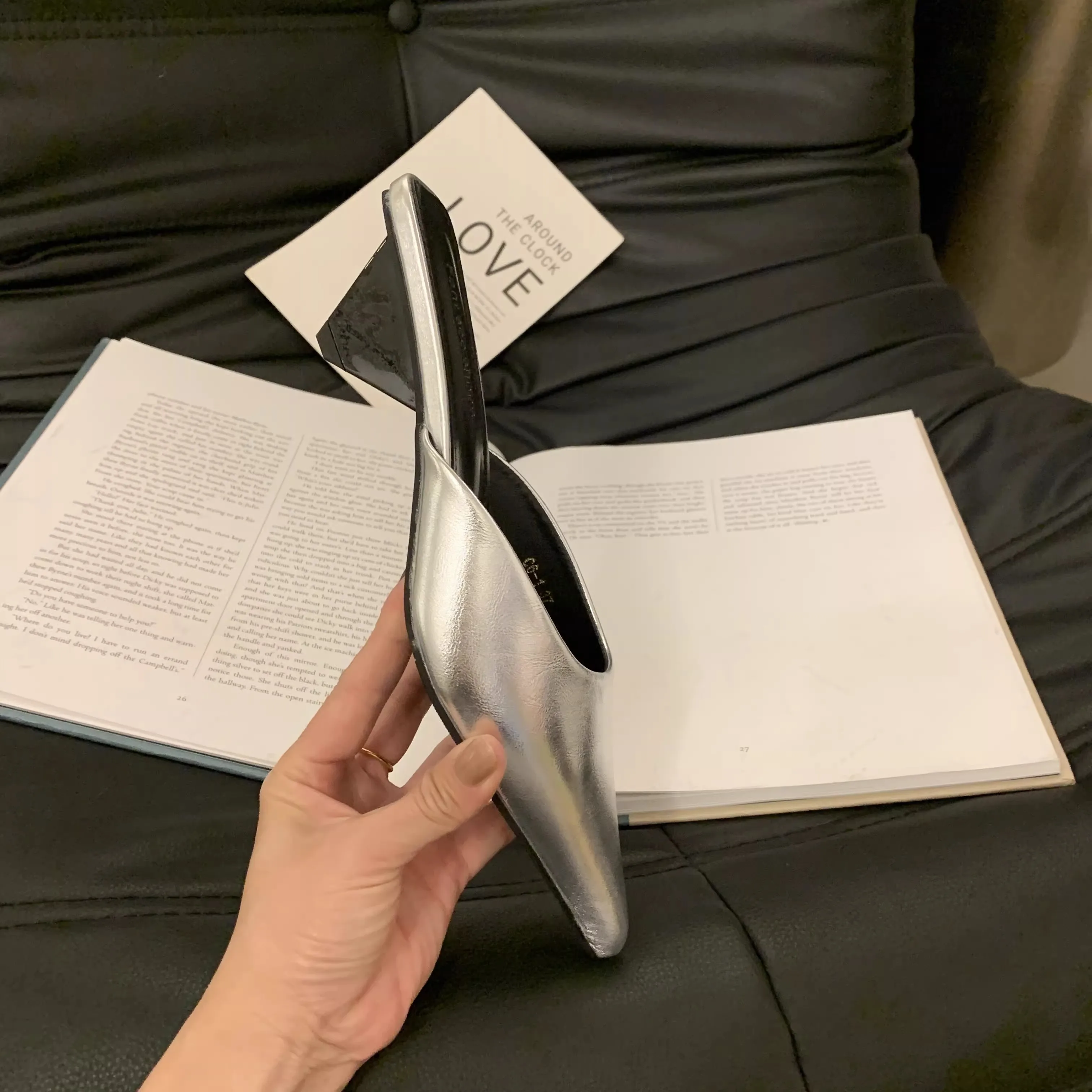 شبشب بغال مدبب للنساء ، لون الحلوى ، فستان أنيق لل...