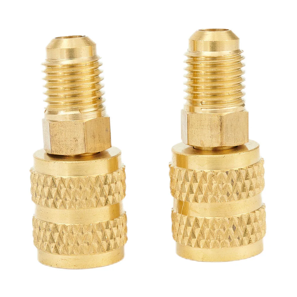 

2pcs Car AC Cool R410a Adapter 5/16\" SAE Female Quick Couplers To 1/4\" SAE Male Flare Valve System Refrigerant