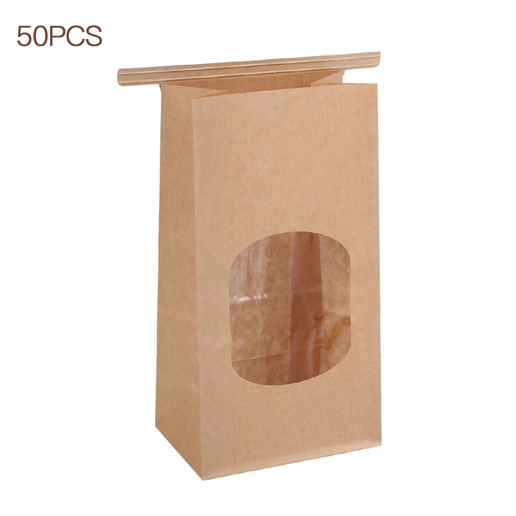 50 Pack Kraft Paper Bakery Bags with Transparent Window – Non-Sticky, Sealing Pouches f... - SKU KPBB1616 - UGI Packaging