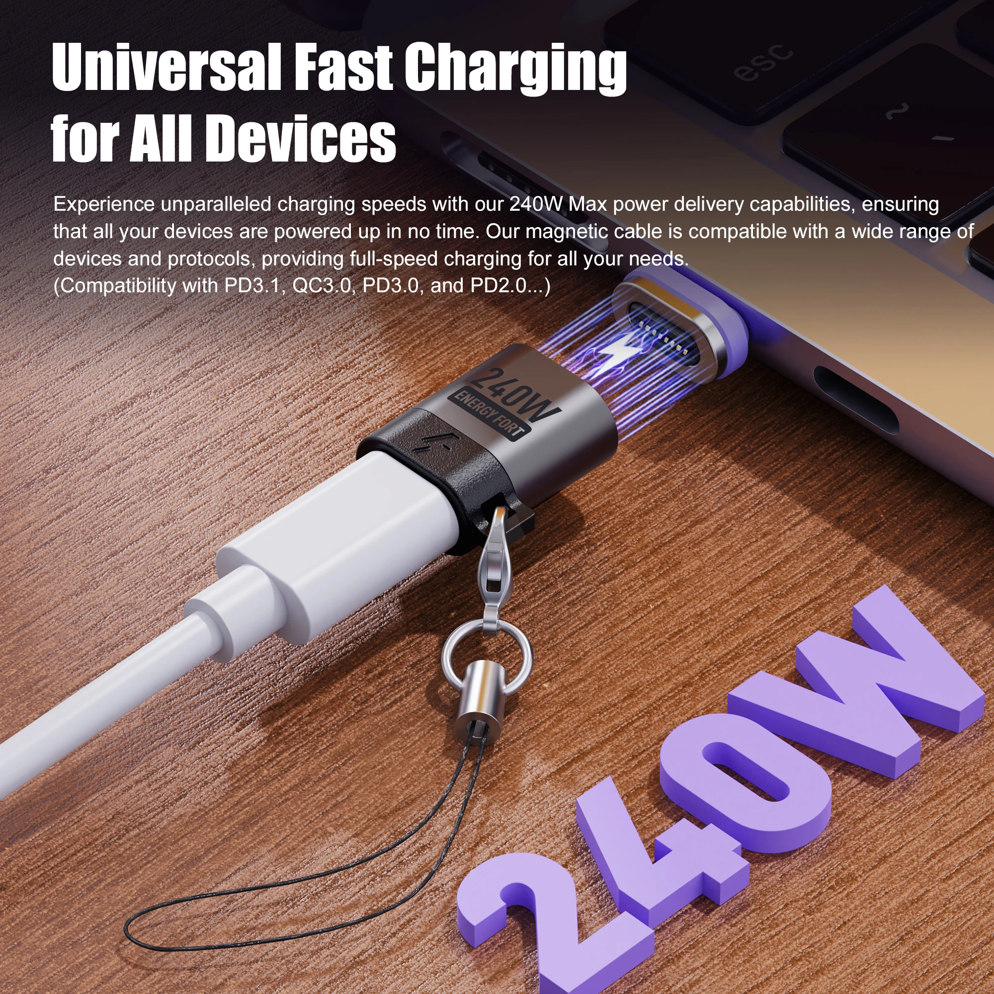 240W Magnetic Type C Adapter PD3.0 Fast Charging USB C Connector 480Mbps Data Transfer Extender For Samsung Phone Laptop type c adapter charging adapter cable kit charging cable adapter magnetic cable adapter charger power adapter magnetic charging adapter