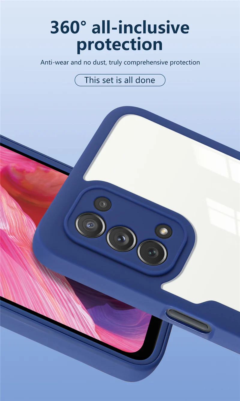 Copertura completa della Cassa Del Telefono Per OPPO A53 A52 A72 A54 A74 A94 A15 A16 A5 A9 Realme 6 7 8 9 Pro Trasparente 2 in 1 Anteriore + Ba_voghion.com