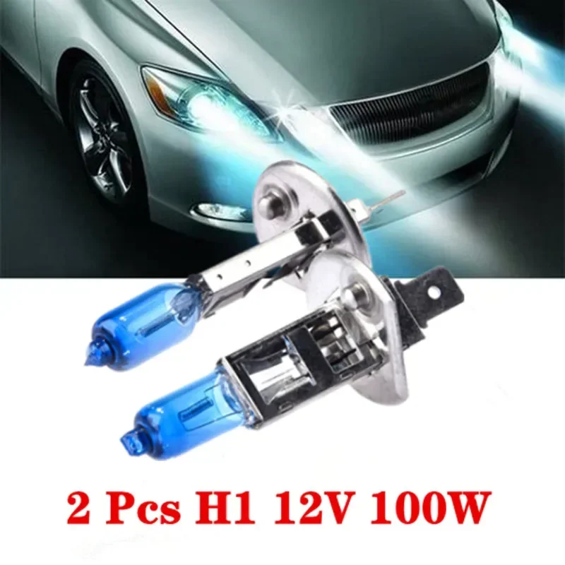 

2Pcs H1 100W 12V Super Bright 6000K White Fog Lights Halogen Bulb Car Headlight Lamp Car Driving Light car styling parking auto