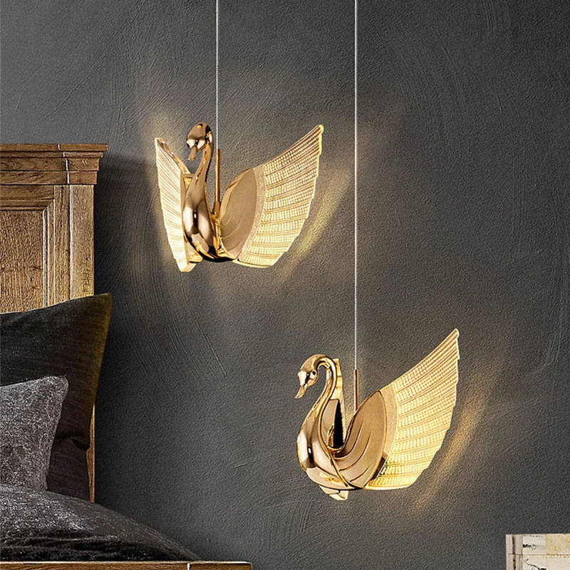 

Nordic Swan LED Pendant Light Indoor Lighting for Home Living Room Decoration Dining Tables Lights Bedside Bedroom Hanging Lamp