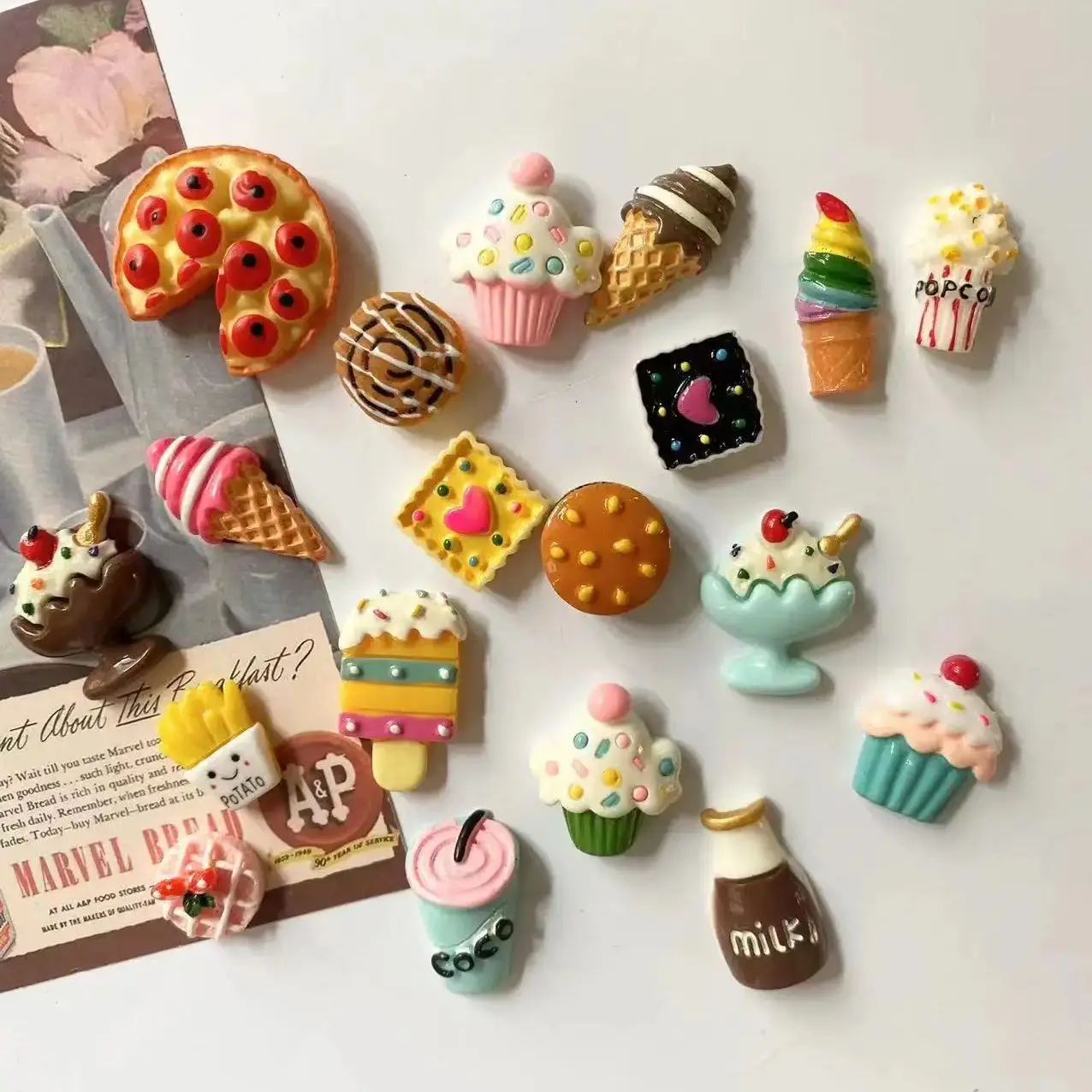 Set of 10 Mini Food-Themed Refrigerator Magnets - Charming Home Décor and Unique Gift Idea