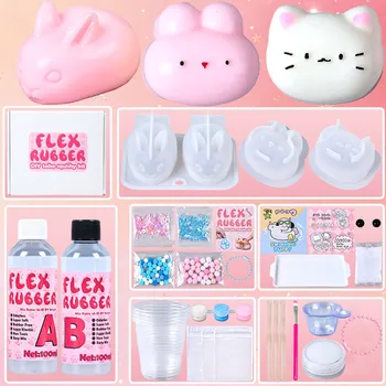 Kit Squishy Taba Fai-da-Te, Set per Creazioni Artistiche di Gatti e Conigli Cartoon, Materiali per Modellare, Set per Realizzare Squishy, Regali Antistress