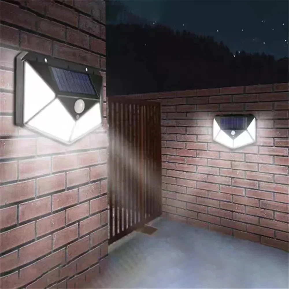 1/2/4pcs Solar Lights Outdoor 100 LED Solar Sensor Motion Light 3 Modes Outdoor Wireless Lamp Wall Lights