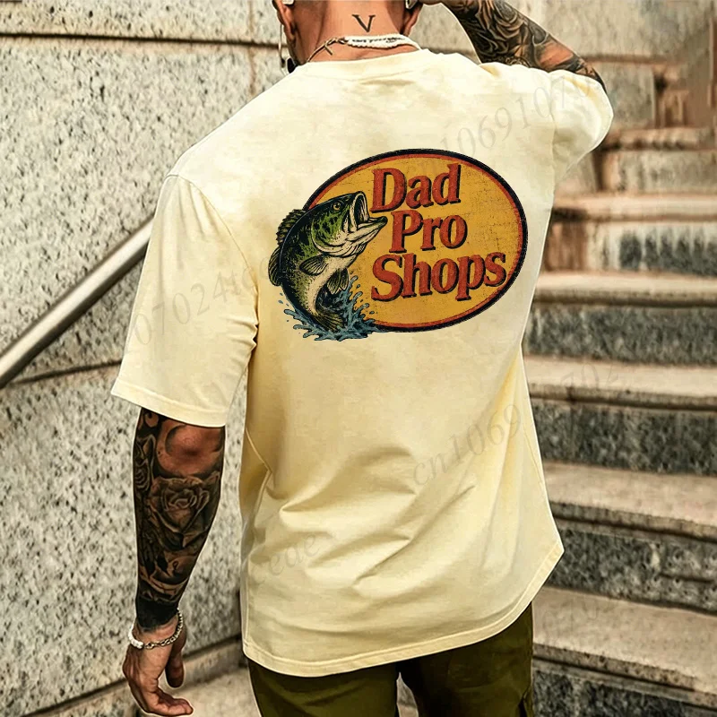 Vintage Fisherman Dad Humorous T-Shirts - Outdoor Crewneck Short Sleeve Oversized Tops