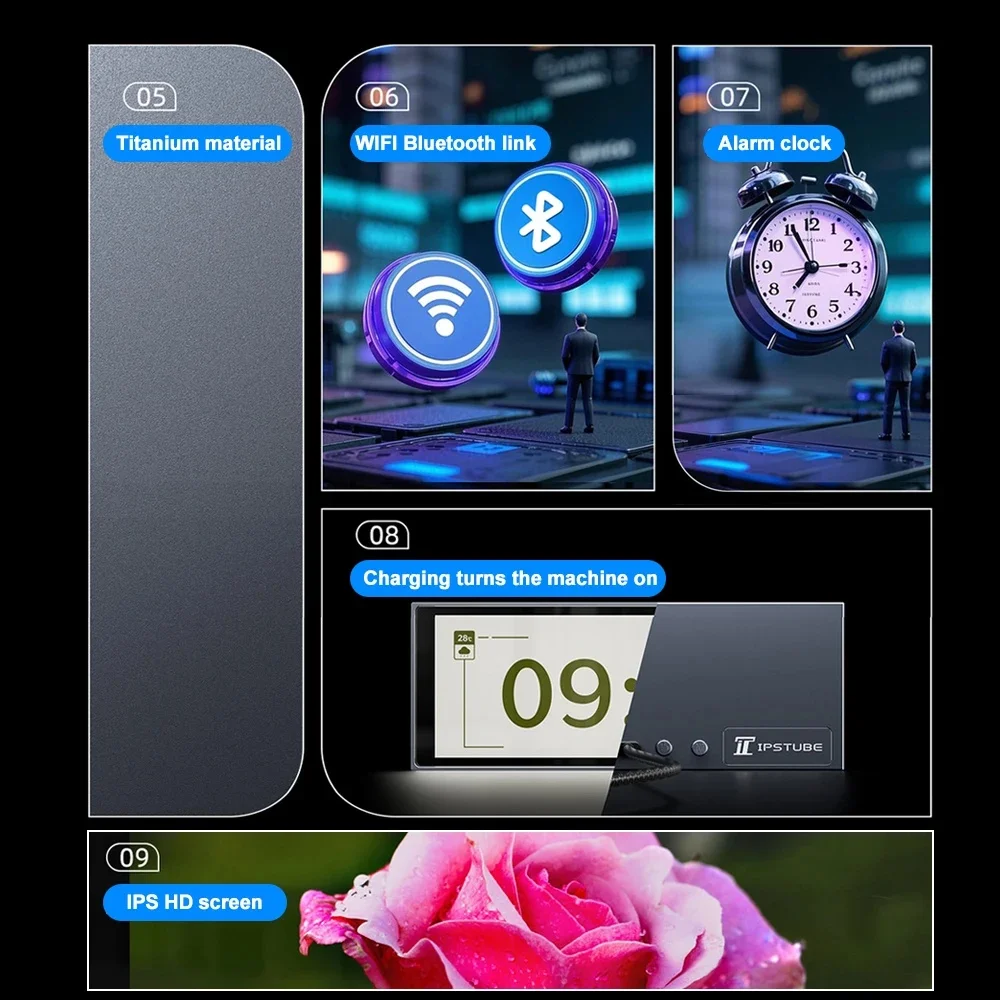 Smart Quantum Clock Night Light with APP - Digital Photo Frame, Touchscreen Weather Calendar Display for Gaming Room/Home Decor view 5