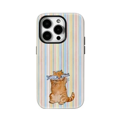 Cat with Fish Double - Layer Phone Case - Ultimate Protection and Style - iPhone 14 (FR)