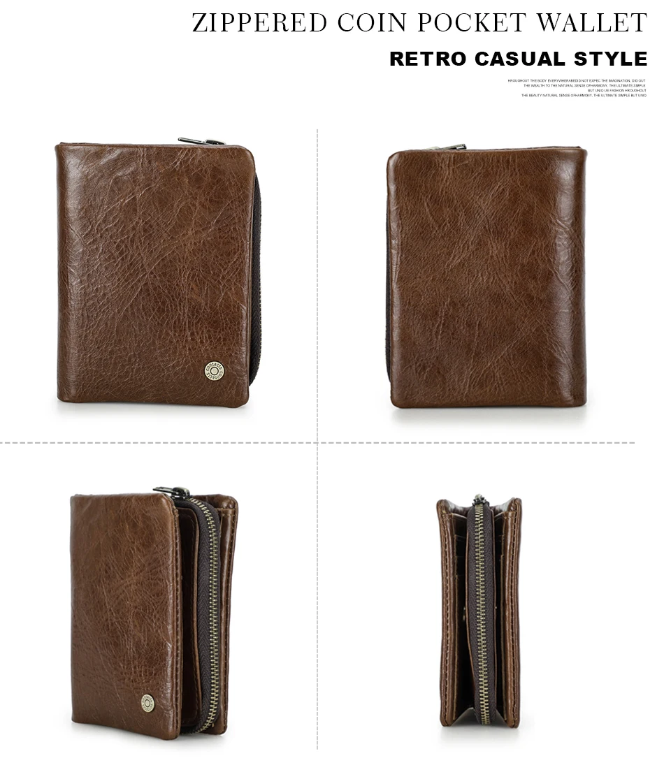 CONTATC'S Neue Kurze Brieftasche Männer Echte Leder RFID Bifold Brieftasche mit Kreditkarte Halter Luxus Zipper Männlichen Geldbörse Kleine – Detail 10
