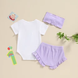 Half Birthday Outfit Baby Girl Half Way To One Romper Elastic Waist Shorts Hairband Infant Summer Clothes