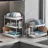 304 Stainless steel dish storage rack Drain water Kitchen multifunctional bowl and plate holder organizer 2