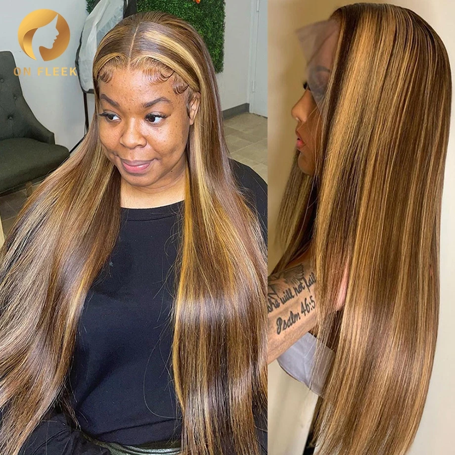 

13x4 Highlight Wig Human Hair Wigs For Women Brazilian Honey Blonde Hair Pre Plucked With Baby Hair Hd Straight Lace Front Wig