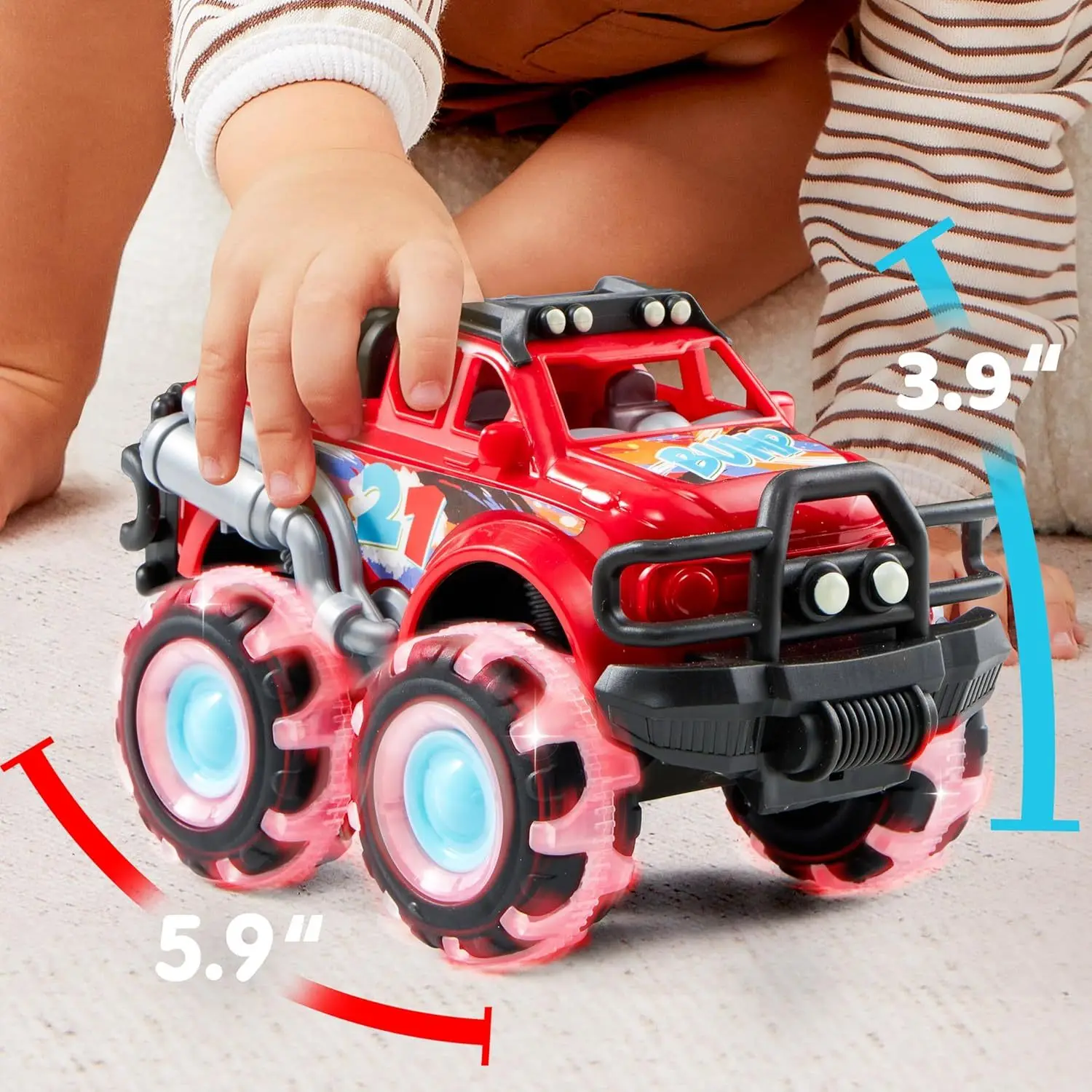 JOYFY 3er-Pack Monster-Truck-Spielzeug mit Blinkenden LED-Rädern Leuchtende Autos für Kleinkinder Geburtstagsgeschenk Reibungsangetrieben – Detail 5