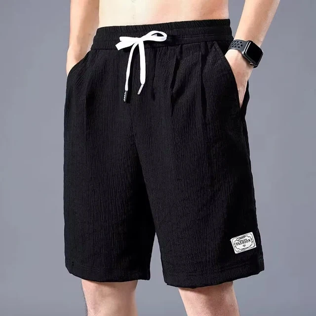Lce Silk Shorts Men's Thin Sports Cropped Pants Loose Straight Leg Cool Breathable New Fashion Trend Casual XL-XXXL 2