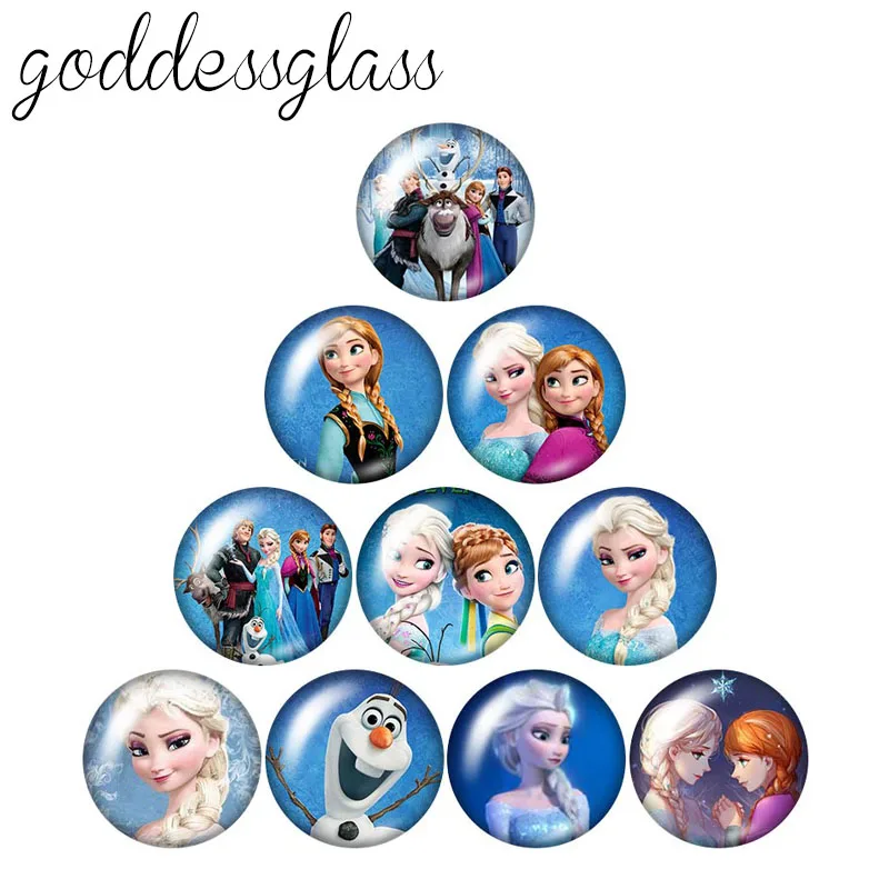 Disney Princess Elsa Anna Olaf Girl Round photo glass cabochon flat back Making findings for bracelets 10pcs 12mm/18mm/20mm/25mm leather bracelet,silicone bracelet,fashion bracelet,stainless steel bracelet,fashion jewelry