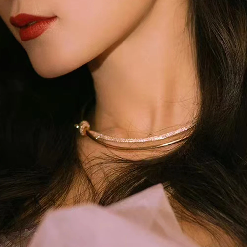 Fashion Talent Luxury Designer Knot Necklace Women's Large Collar Ball Accessories Exquisite Girlfriends Gifts Gorgeous Street