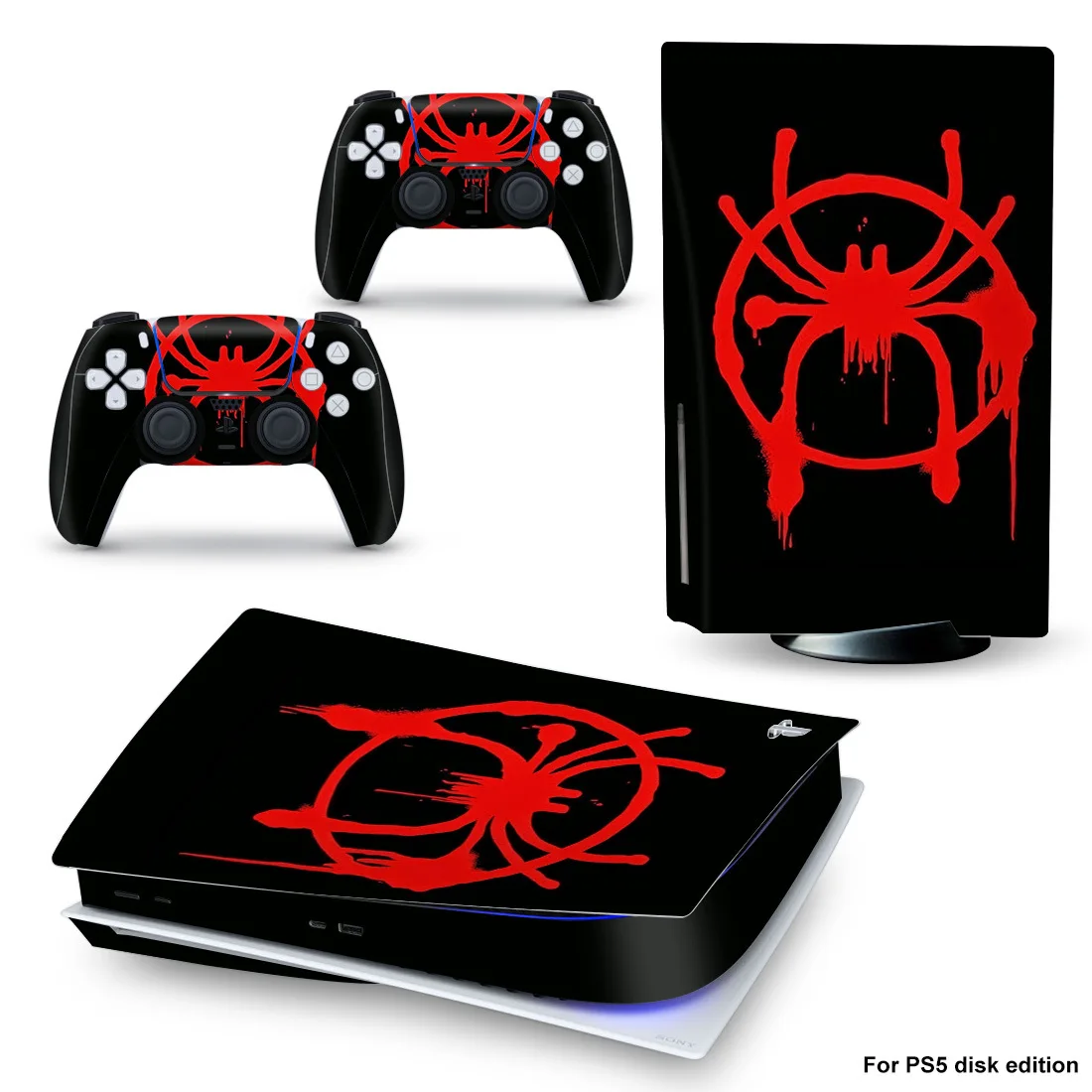 Marvel Vinyl Decal Skin Sticker Cover for PS5 Disk Skin Sticker Console and 2 DualShock Controllers Full Game Accessories