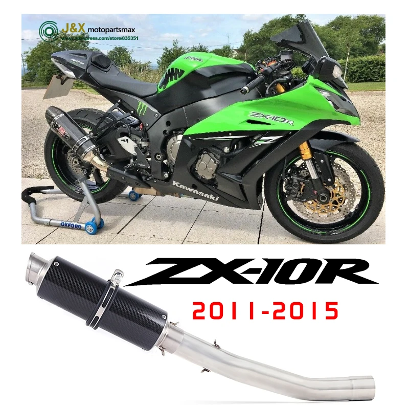 

Slip On Exhaust For KAWASAKI ZX 10R ZX10R ZX-10R NINJA 2011-2015 Motorcycle Exhaust Escape Muffler Middle Contact Pipe