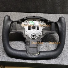

Yoke Steering Wheel for Tesla Model 3 Model Y 2016 2017 2018 2019 2020 2021 Customized Perforated Leather Carbon Fiber Matte