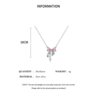 Fashion Fairy Pink Crystal Bow Knot Pendant Necklaces Y2K Girls Sweet Rhinestone Heart Clavicle Chain Women Jewelry Gifts 6