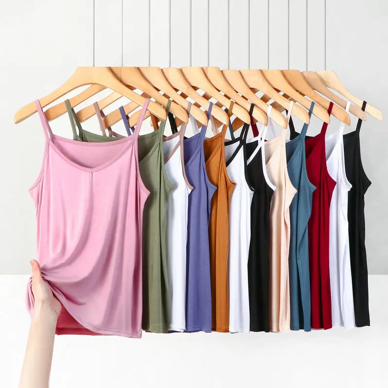 

XL to 6XL Summer Spaghetti Strap Tops Women V-neck Camis Base Sleeveless Tank Tops Casual Thin Camisole Solid color