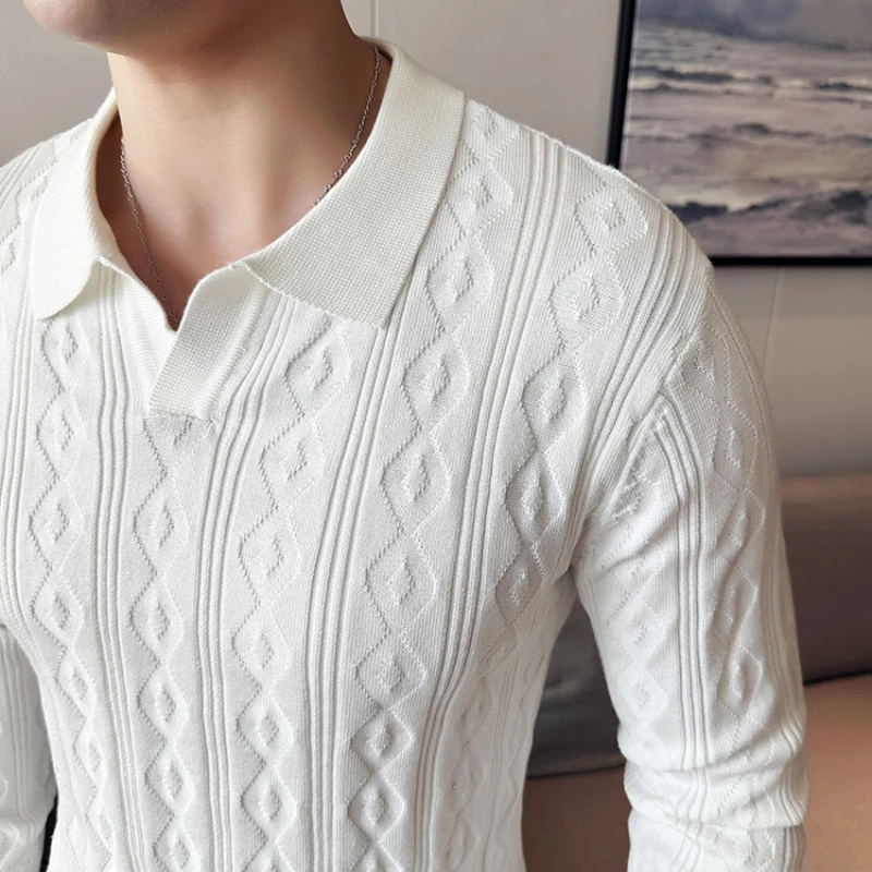 Men Autumn and Winter High Quality Warm Knit Sweaters/Male Slim Fit Fashion V-neck Long Sleeve Knit Pullover/Man Casual Sweater