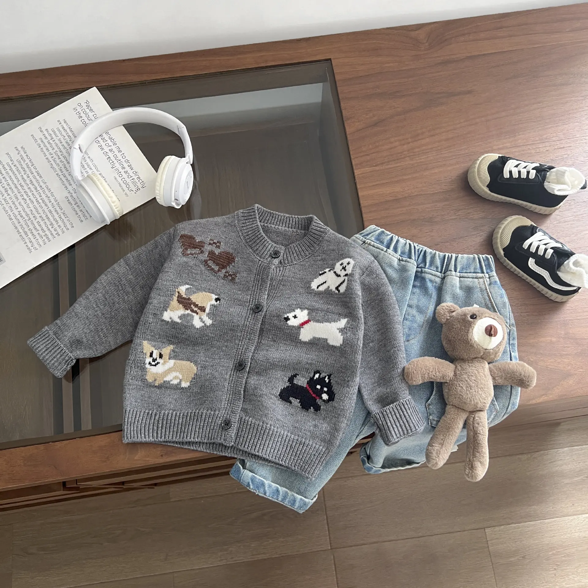 Autumn New Baby Long Sleeve Sweater Cardigan Infant Boy Cartoon Knitted Coat Toddler Girl Casual Knitwear Kids Clothes