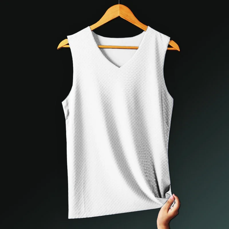 5 قطعة سترة رجالية من الحرير الجليدي بدون أثر قميص...