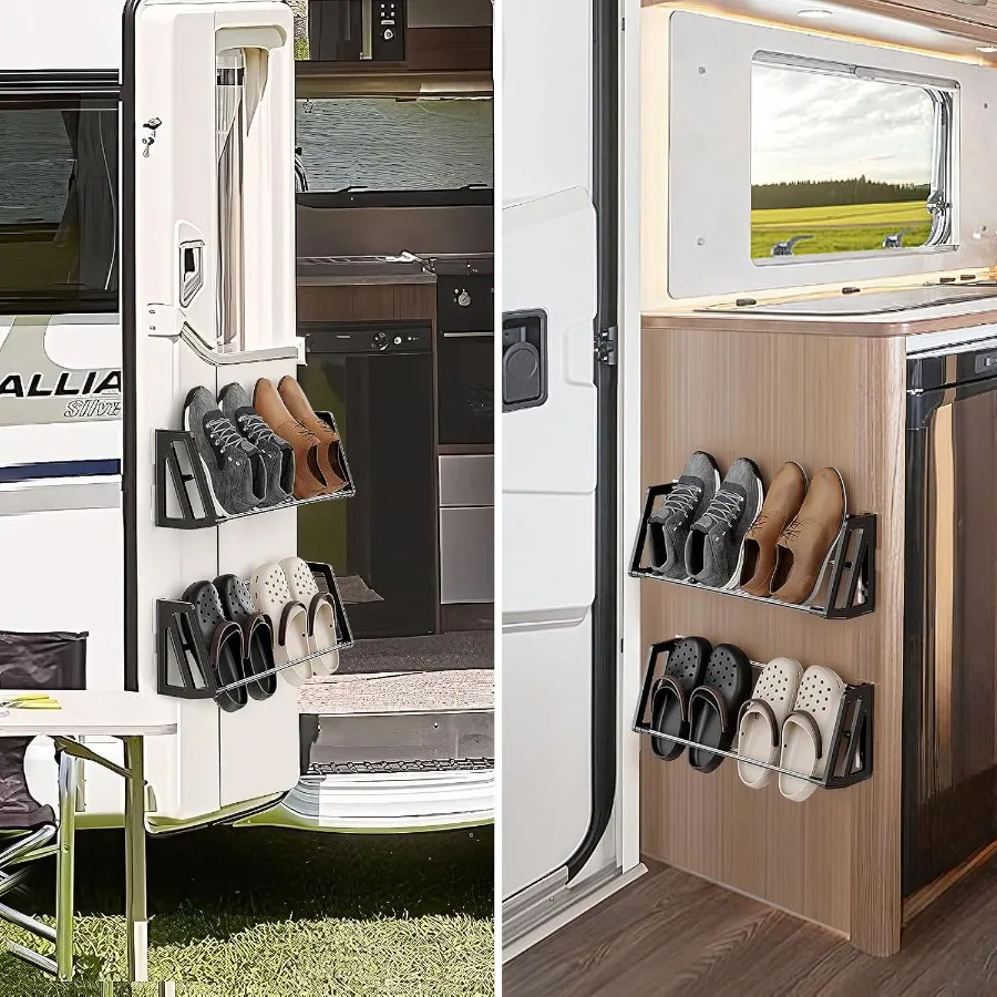 Wall Mounted Shoe Rack 3 Pack Wall Shoe Rack Holds 6 pairs of shoes with Sticky Adhesive Strips shoe organizer Space Saving Sli