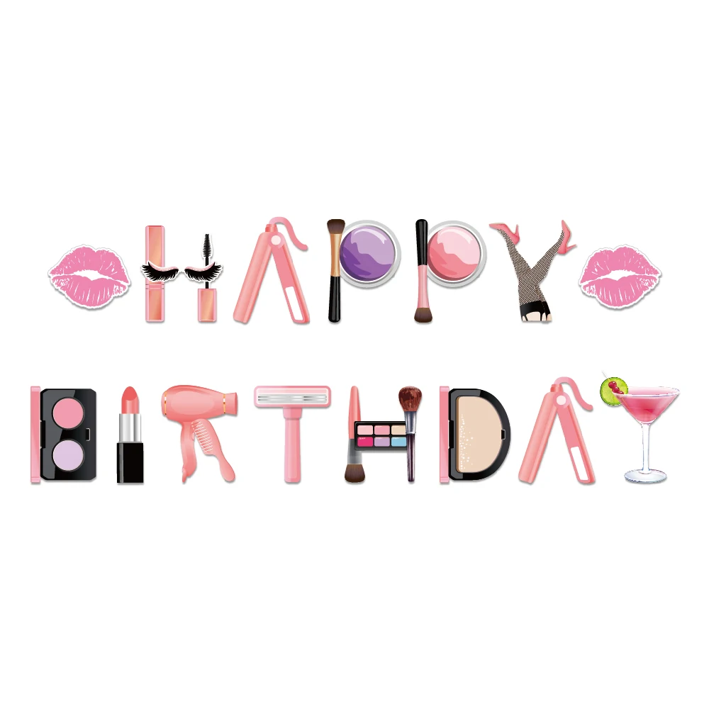 Decorazioni Compleanno Spa E Trucco - Set Banner, Spirali, Palloncini