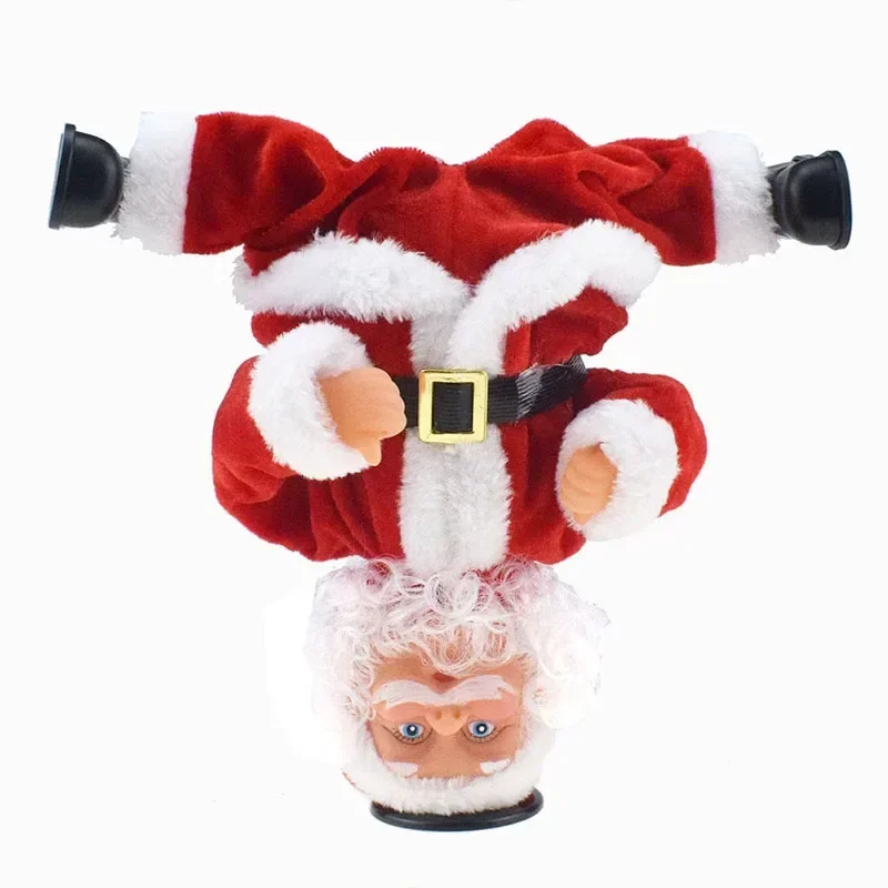 Electric Christmas Santa Claus Single Handed Inverted Rotation Music Cute Climbing Bead Santa Claus Christmas Hat Ornament Toys