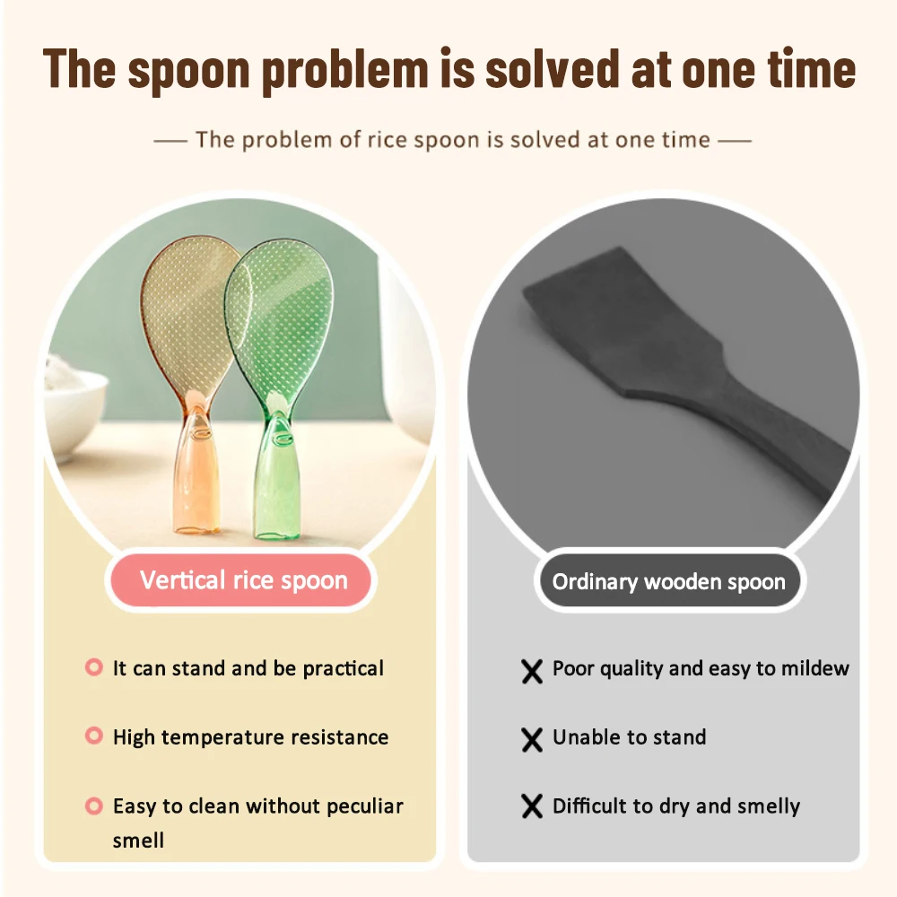 Plastic Rice Spoon 1PC Plastic Rice Spoon Non-stick Cooking Spoon Anti-scalding Pot Rice High-temperature-resistant Durable Kitchen Gadgets
