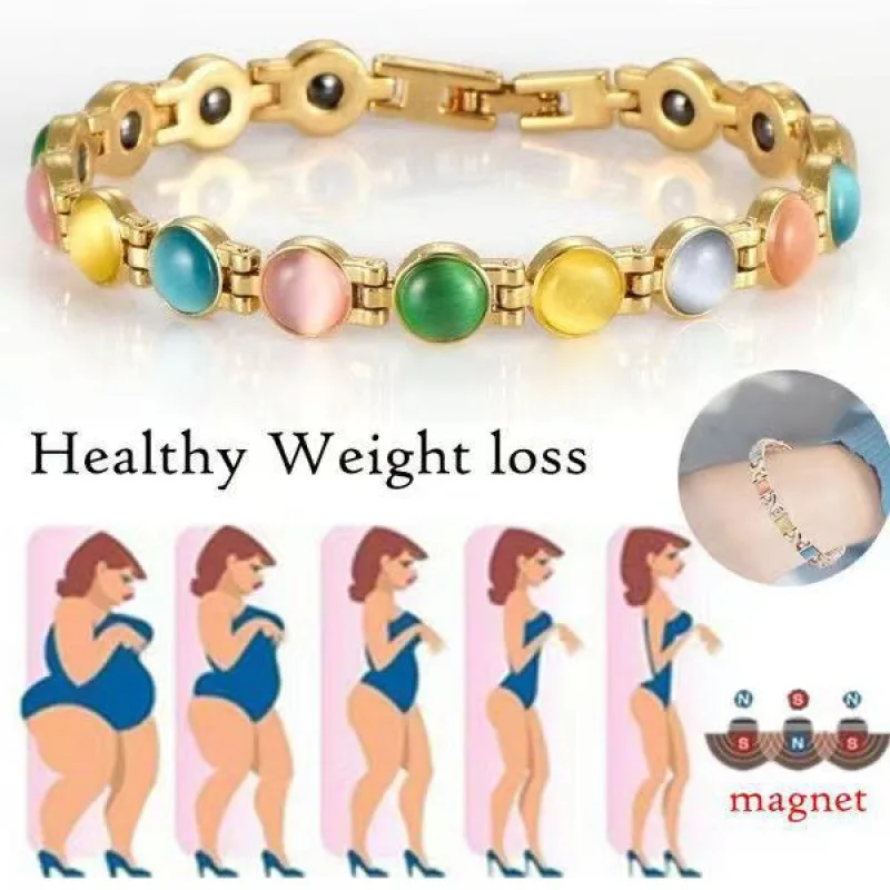 Colorful stone magnetic health energy germanium magnetic bracelet hologram chain link charm bracelet for women arthritis charm bracelet magnetic bracelet